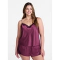 thumbnail image 2 of Joyspun Women’s Lace Trim Stretch Satin Cami and Shorts Set, 2-Piece, Sizes XS-3X, 2 of 6