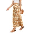 thumbnail image 4 of INSPIRE CHIC Floral Midi Skirt for Women's Summer High Waist Boho Paisley Print A-Line Zipper Trendy Skirts XS Beige Orange, 4 of 6