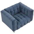 thumbnail image 3 of 42" Fluff Sofa Chair, Modern Luxury Upholstered Buttoned Tufted Sofa Couch with Solid Wood Legs, Vintage Tufted Couches for Living Room, Bedroom, Office, Apartment, Blue, 3 of 9