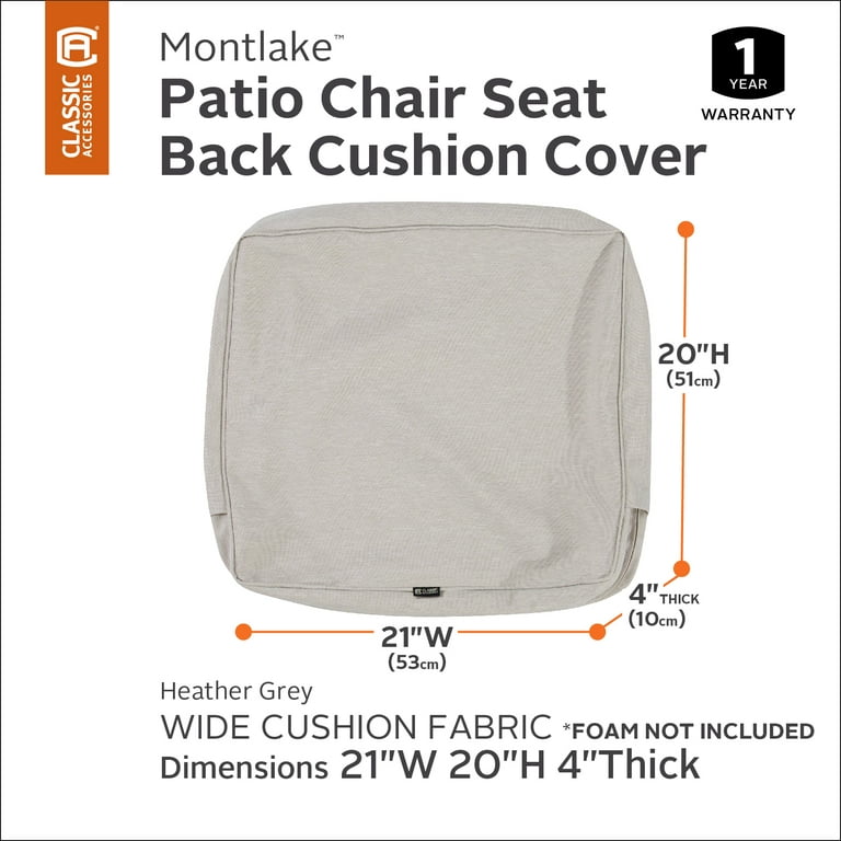 Classic Accessories Montlake FadeSafe Water Resistant Patio Cushion Set Heather Grey