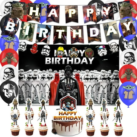 Master Yoda Party Supplies, Birthday Party Decorations Set Include Banner, Backdrop, Balloons, Cake Cupcake Toppers, for Boys Girls Mandalorian Theme Party