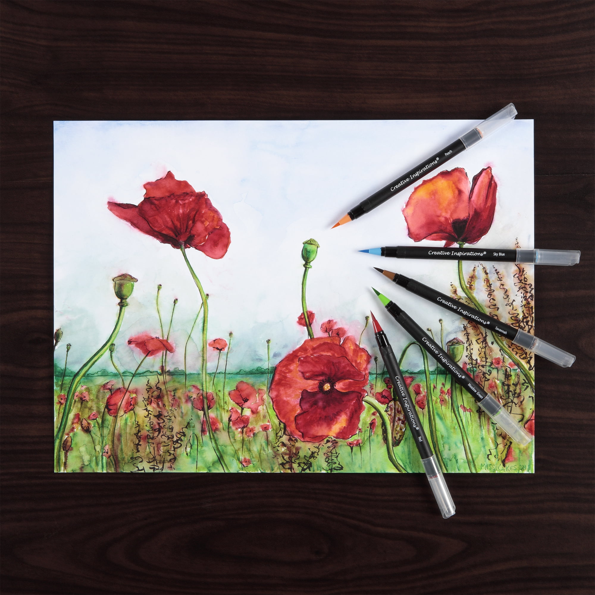 Creative Inspirations Watercolor Brush Pen Set - Water-Soluble Pens for Painting and Coloring - Set of 48 Assorted Colors