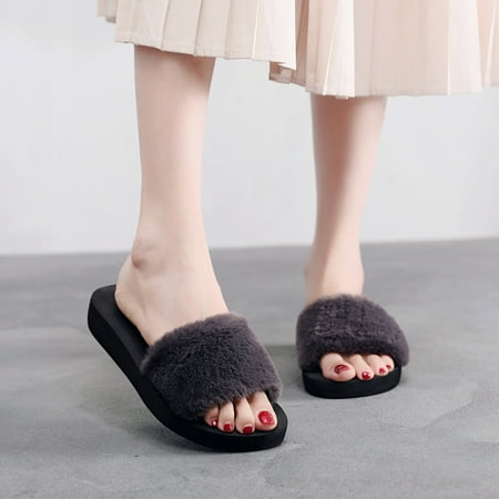 

Cuhas Wide Sandals for Women SlippersWomen s Winter Leisure Plush Warm Non-slip Household Slippers Single Shoes