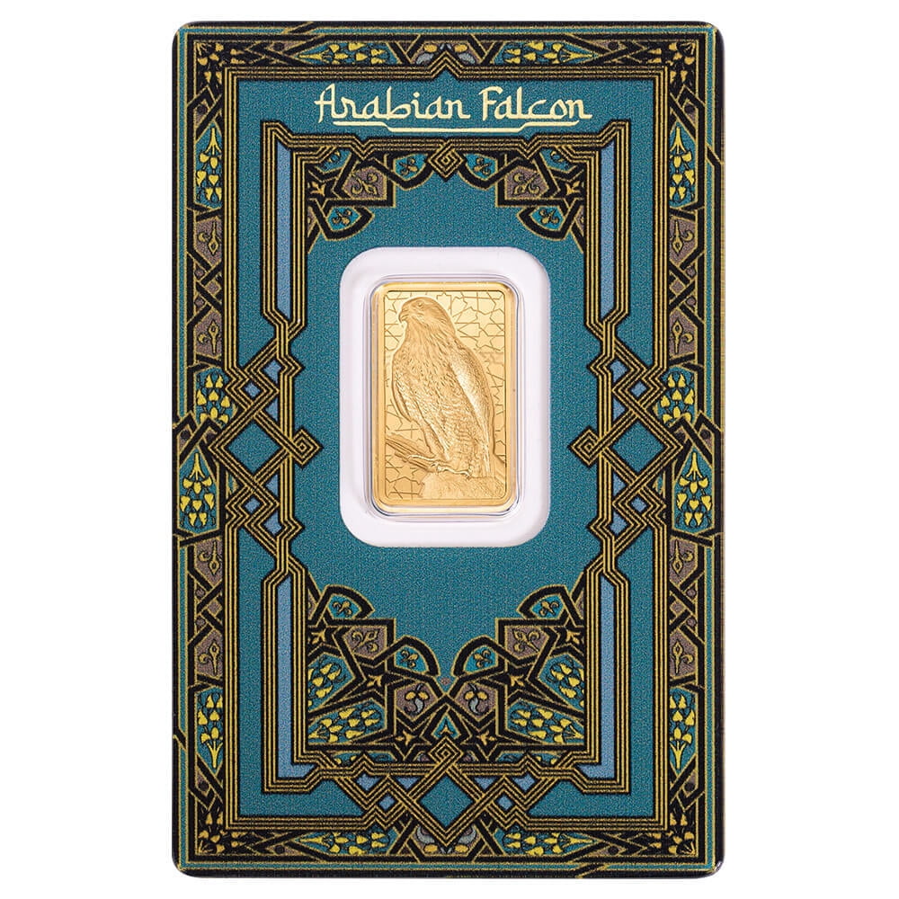5 Gram PAMP Suisse Arabian Falcon Gold Bar .9999 Fine (w/ Frame)