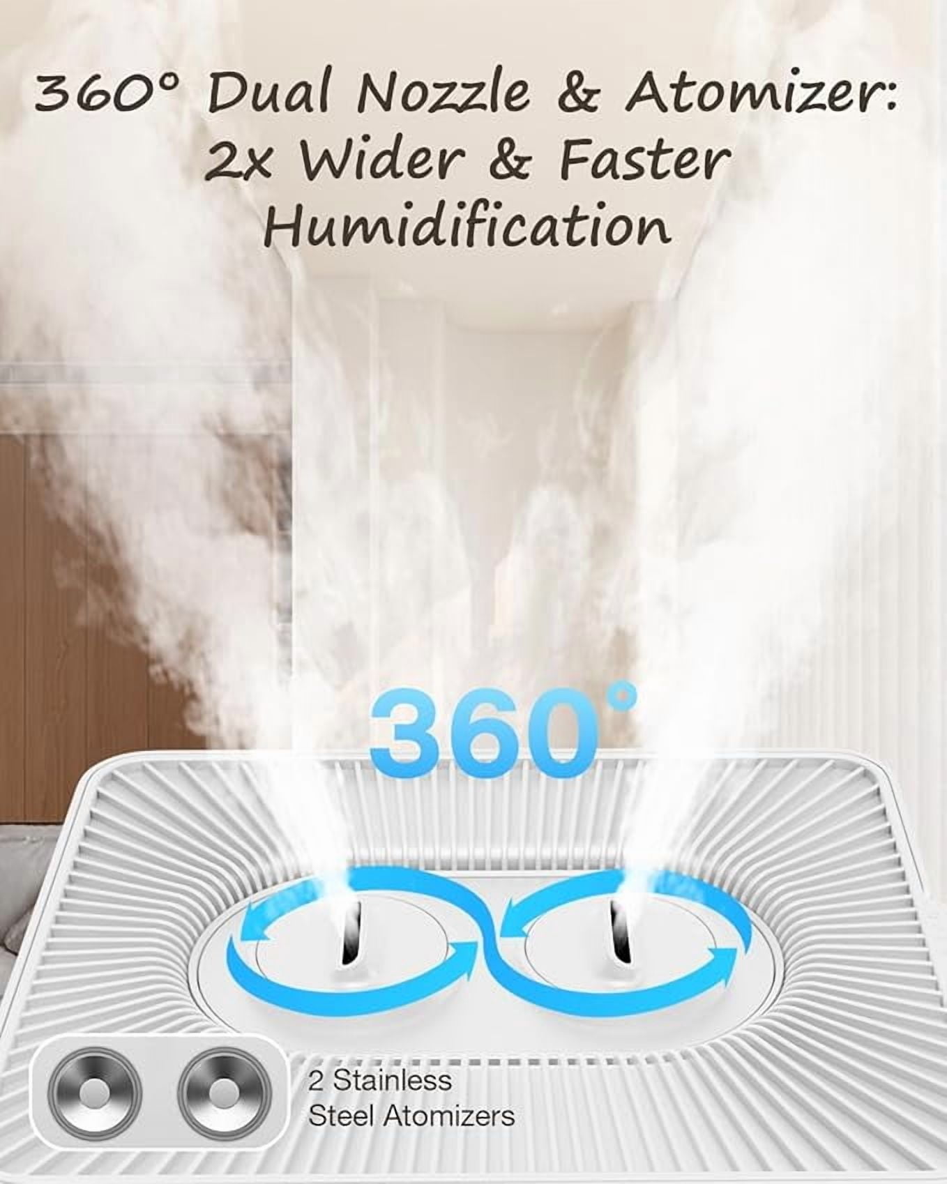 Warm and Cool Mist Humidifier Large Room, 5.3Gal/20L Whole House Humidifiers for Home, Quickly & Evenly Humidify Larger Areas, Top Fill, White