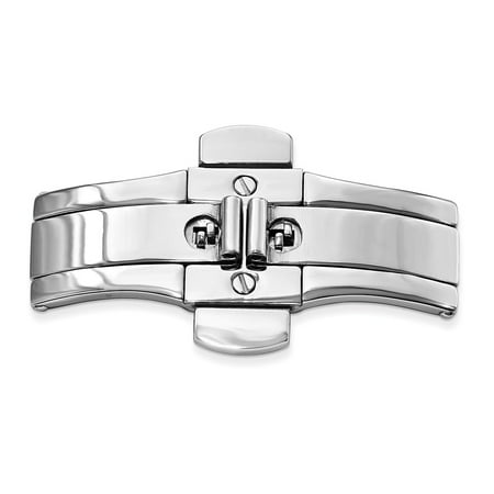 FB Jewels Ladies Large Stainless Steel Dbl Press Butterfly Clasp 5x9x35mm