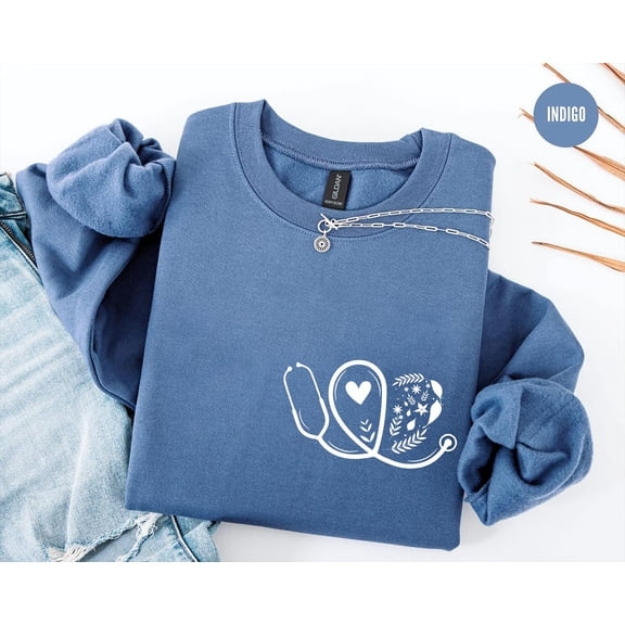 Cute Nurse Sweatshirt , Floral Stethoscope Sweatshirt , Nursing School , Healthcare , Medicine Shirt, Doctor Shirt,Medical Assistant Tshirt All Size S-5XL