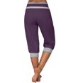 thumbnail image 5 of Jxximdong Pants for Women Summer New Casual Cropped Elastic Pants For Women Fashion Casual Fashion Shorts Trousers Solid Ppants Purple XXL Trousers, 5 of 5