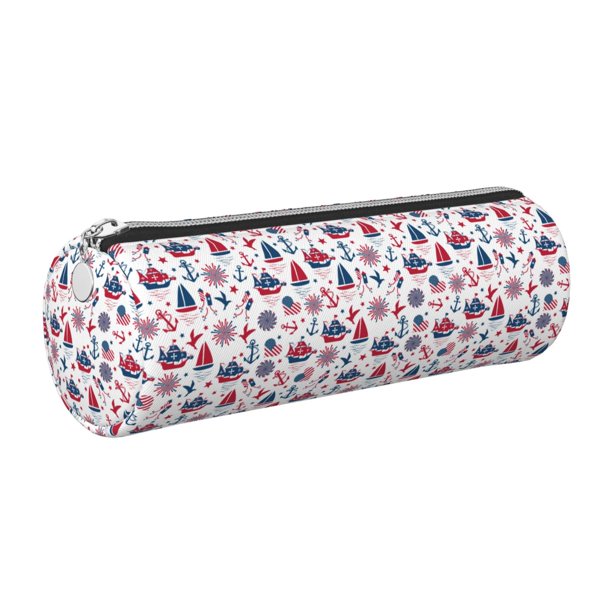 Disketp Happy Columbus Day Estuche Organizador de Lápices de Cuero, Estuche de Oficina con Cremallera para Bolígrafo y Lápiz