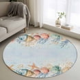 thumbnail image 2 of Area Rug 36in, Seaside Beach Watercolor Shell Floor Carpet Living Room Rug, Coastal Starfish Retro Linen Non-Slip Welcome Mat Indoor Rugs for Bedroom Dining Room, 2 of 9