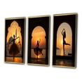thumbnail image 3 of Designart "Elegance in Sunset Silhouette Dancing Beauty IV" Woman Fashion Photography Framed Wall Art Set Of 3 - Black Glam Frame Canvas Set For Living Room Decor, 3 of 6