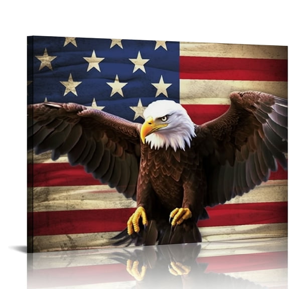 JRXY  American Flag USA Eagle Canvas Wall Art Print WithCanvas Wall Art Print Designs | Modern Artwork for Living Room Decor Gift 20x16in