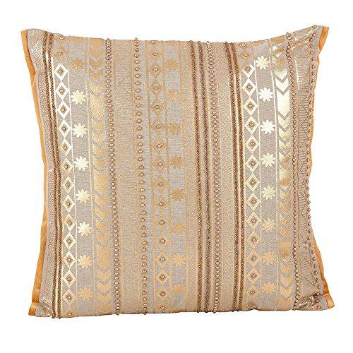 Fennco Styles Elegant Beaded Aztec Design Accent Decorative Cotton Down Filled Throw Pillow