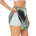 thumbnail image 1 of Balery Majestic Ostrich In Forest Pantalones cortos deportivos para mujer con forro y dos bolsillos, elásticos, para entrenamiento, gimnasio, yoga-Large, 1 of 7