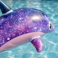 thumbnail image 4 of Inflatable Galaxy Dolphin Pool Float - Night Sky Blow Up Decorations, Perfect for Dolphin Kids Birthday Party, Bedroom or Class Room Decor - Swimming Pool Floats, Water Toys - Sea Floaties Purple 32", 4 of 5