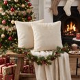 thumbnail image 6 of Sm:)e Soft Plush Faux Fur Throw Pillow Covers 18x18 Inch Set of 2, Decorative Cushion Covers for Couch Sofa Bedroom Living Room Home Decor, Beige, 6 of 6