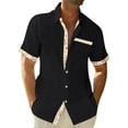 thumbnail image 2 of Hogleaql Men’s Lightweight Short Sleeve Shirt Button Down Shirts Summer Plus Size Loose Fit Solid Shirt for Summer Trip Vacation Black M, 2 of 5