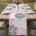 thumbnail image 4 of Pink Grey Sunflowers Table Runner 70 Inches, Boho Rustic Floral Vintage Blossom Bed Runner Dresser Scarves Tabletop for Indoor Outdoor Parties/Ceremony/Banquet, 13" x 70", 4 of 9