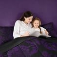 thumbnail image 4 of meiyoeat Vintage Damask Floral Queen Comforter Set,Vintage Gothic Comforter Sets Queen, Purple Black,Black Reversible,3pcs, 4 of 7