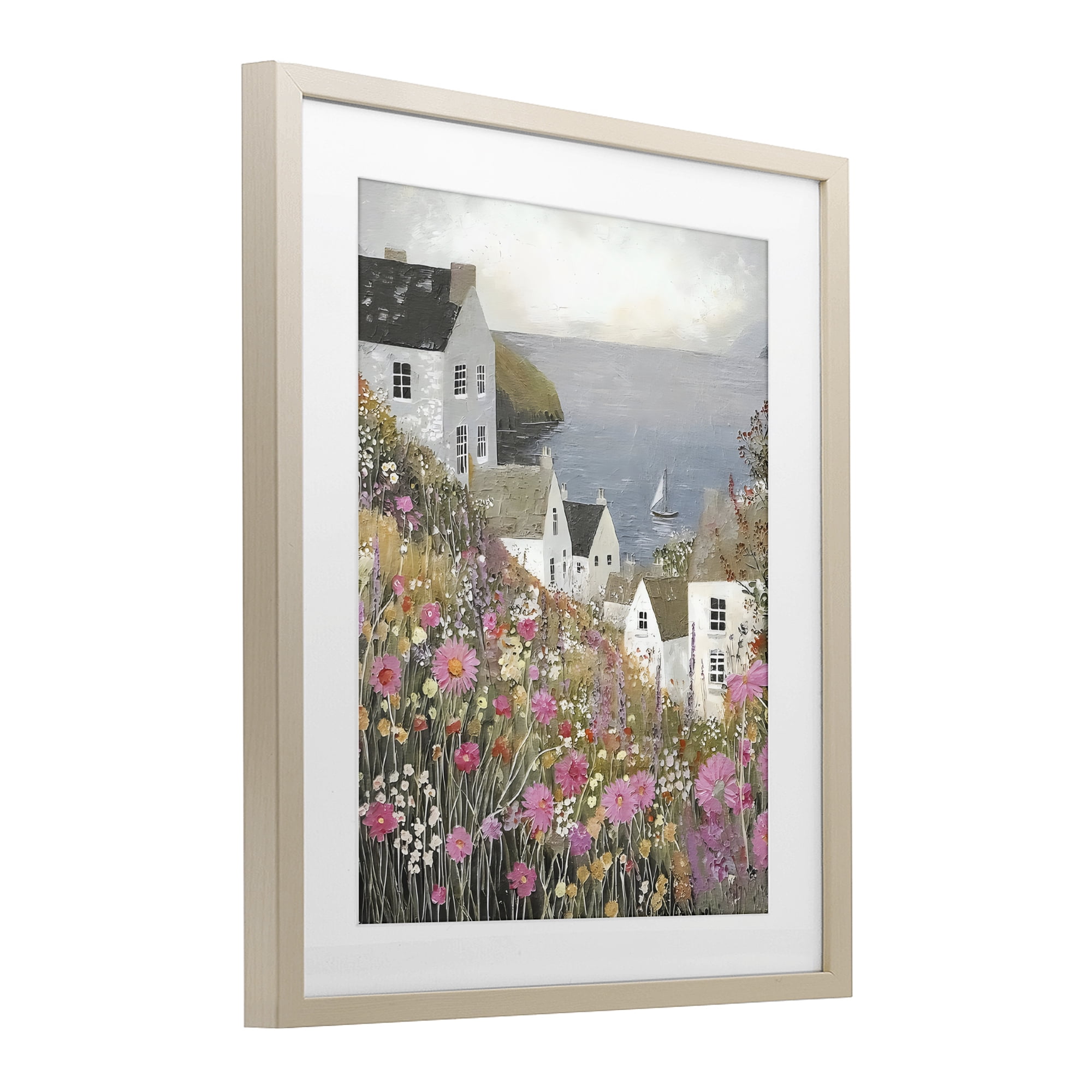 Stupell Industries Picturesque Village over Sea Birch Framed Print Under Glass, design by Riley B