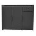 thumbnail image 6 of Craftian Rattan Wicker Patio Organizer Storage Cabinet with 2 Doors, Foldable Drawer, Weather-proof Rattan Bar Table, Storage Box - Black, 6 of 10