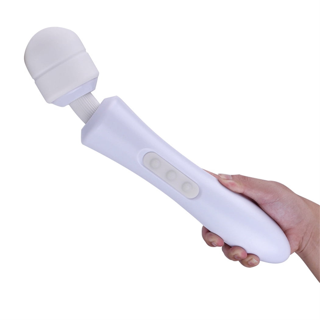 Happon Cordless Personal Wand Massager, USB Rechargeable Neck Shoulder Foot Handle Back Massager Device,10 Powerful Modes and 8 Speed Soft Silicone Electric Body Massager for Men Women (White)