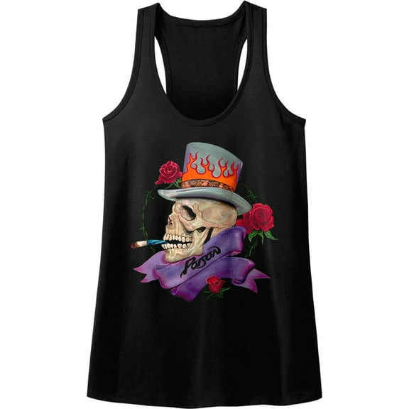 Poison Music Skull Smokin Poison Ladies  Racerback Tank Top Shirt