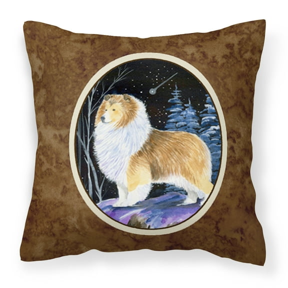 Carolines Treasures SS8368PW1414 Starry Night Sheltie Fabric Decorative Pillow, 14Hx14W, multicolor