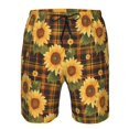 thumbnail image 4 of Yiaed Yellow Black Plaid Sunflower Print Men's Swim Trunks with Lining Quick Dry Sports Shorts Beach Shorts Boardshorts-Large, 4 of 5