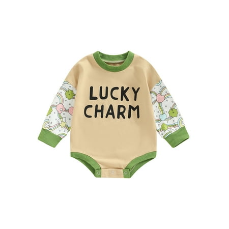 

Meihuida Baby Boys Girls Romper Long Sleeve Crew Neck Letters Print Contrast Color Fall Bodysuit