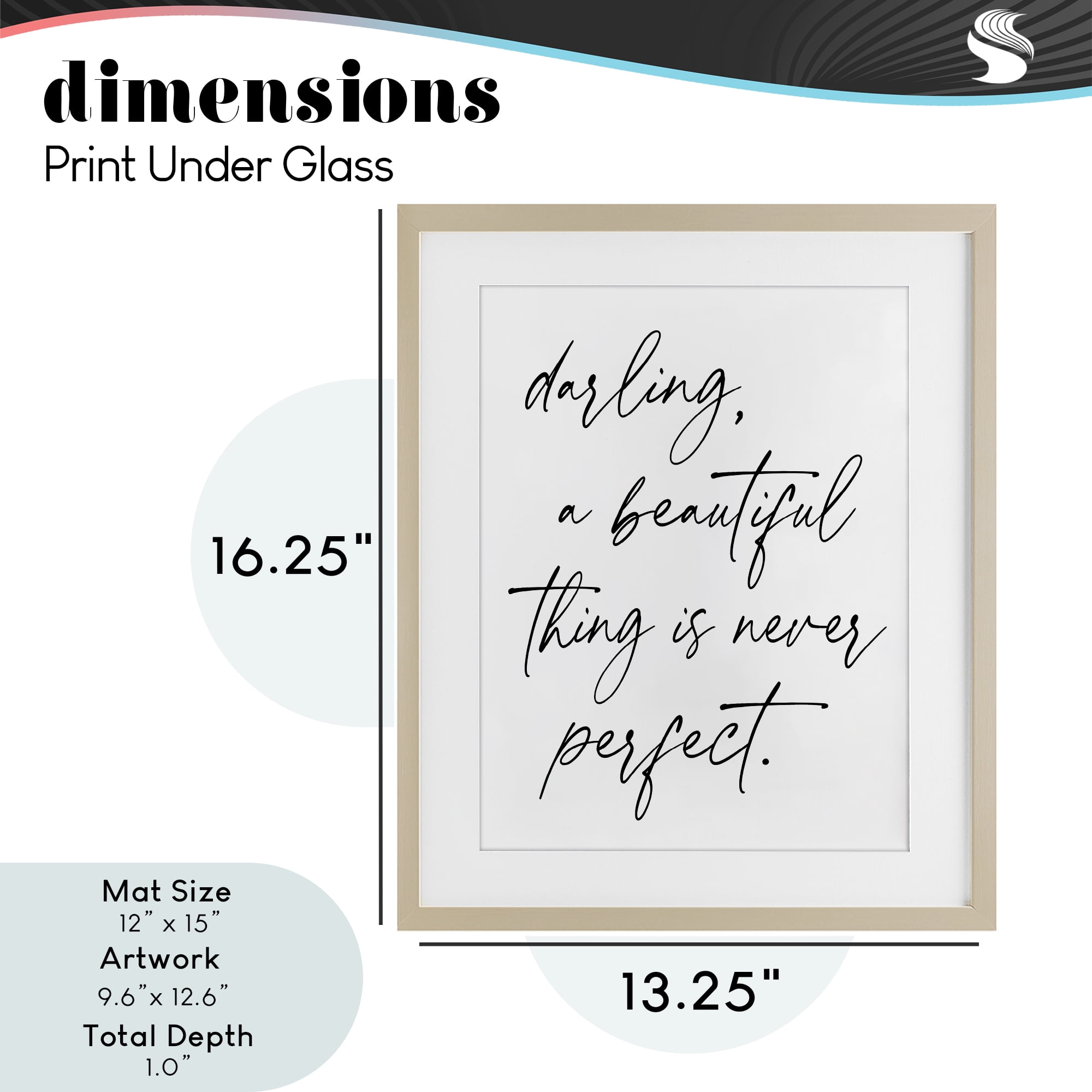 A Beautiful Thing Is Never Perfect Birch Framed Print Under Glass, design by Lettered and Lined