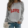 thumbnail image 2 of Tiqkatyck Valentine Shirts for Women, Women's Valentine's Day Sweatshirt Heart Shaped Love Printed Pullover Crewneck Long Sleeve Top, Valentine Sweatshirts for Women, Valentines Day Gifts Grey, 2 of 4