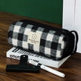 thumbnail image 4 of Hyknon Classic Checkered Pencil Cases, Large Capacity Pencil Case Pouch with Zipper, Soft Stationery Bag with Handheld, Multi-Functional Stationery Pouch for Makeup Office Travel Daily, Black, 4 of 6