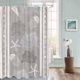 thumbnail image 3 of Fabric Shower Curtain, Vintage Grey Ocean Starfish Jellyfish Coral Striped Bathroom Curtain with 12 Hooks Waterproof No Bad Odor Machine Washable Bath Curtains for Bathroom, Spa Room, 60"x72", 3 of 6