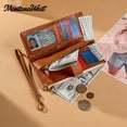 thumbnail image 5 of Montana West Women Wristlet Wallet Large Bifold Credit Card Holder Money Organizer, Tan-Brown, 5 of 7