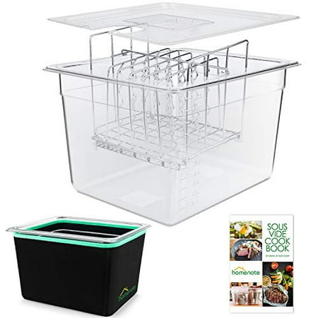 HOMENOTE Container 12 Quart with Lid & Rack and Sleeve - BPA Free Complete Sous Vide Accessories Kit with Cookbook For Anova and Most Sous Vide Cookers