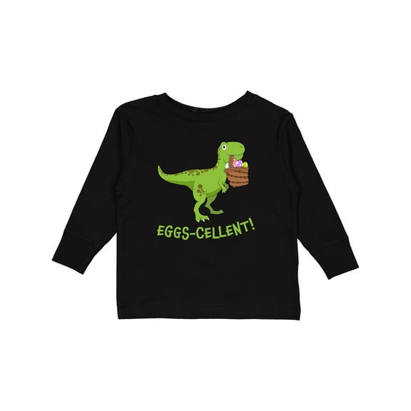Inktastic Eggs-cellent Cute Easter T-rex Dinosaur Boys or Girls Long Sleeve Toddler T-Shirt