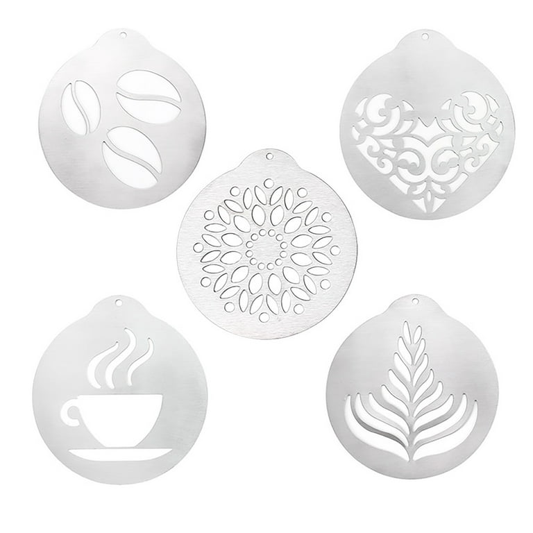 GROFRY 5Pcs Cappuccino Mold Portable Delicate Workmanship DIY Coffee  Stencils Cake Decorating Tool for Kitchen 