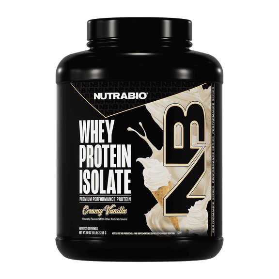 NutraBio Whey Protein Powder Isolate Supplement – 25g of Protein Per Scoop with Complete Amino Acid Profile - Soy and Gluten Free Protein Powder - Zero Fillers and Non-GMO - Creamy Vanilla - 5 lbs.