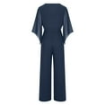 thumbnail image 5 of NSLGXD Dressy Jumpsuits for Women Wedding Guest Evening Party Summer Overalls Chiffon Flare 3/4 Sleeve Jumpsuit Cowl Neck Tie Waist Wide Leg Long Pants Romper, 5 of 6