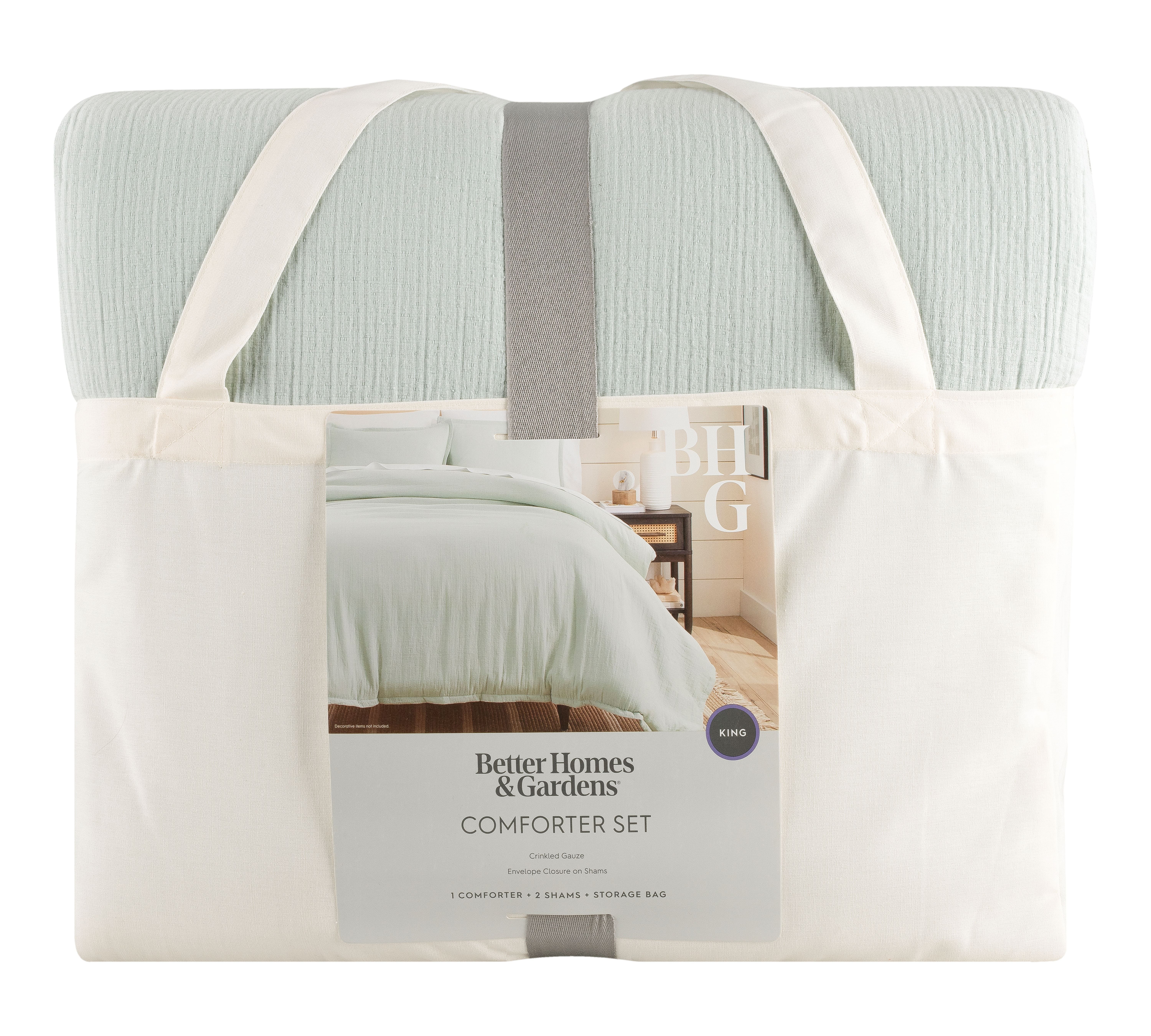 Better Homes & Gardens 3-Piece Sage Green Crinkled Gauze Comforter Set, Adult King