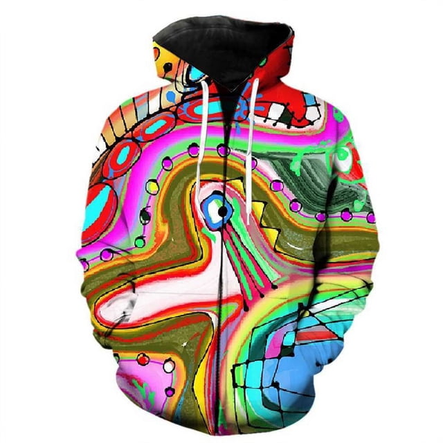 Sudadera con cremallera y estampado 3D de grafiti para hombre y niño, con estampado abstracto colorido, de manga larga, estilo urbano
