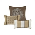 thumbnail image 6 of 6-Piece Brown & Gold Jacquard Quilt Set King/Cal King, Reversible Luxury Bedding with Throw Pillows, 6 of 13