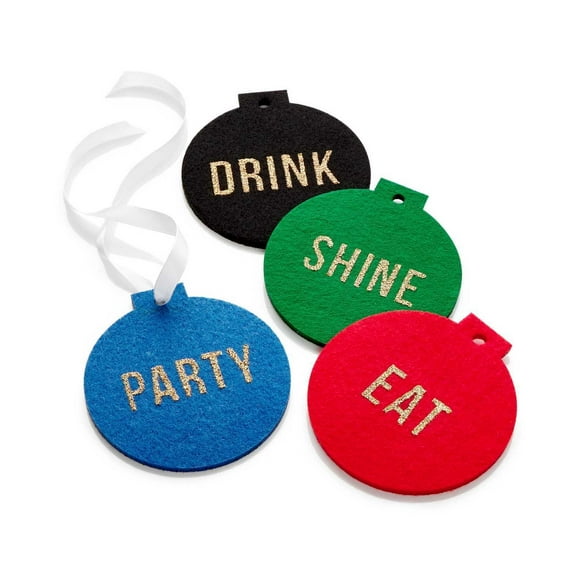 The Cellar Christmas Ornament Coasters Set Of 4, Phrases, Set of 4