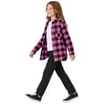thumbnail image 3 of Girls Plaid Shirt Jacket Long Sleeve Button-Down Flannel Shacket Casual Lapel Checkered Outerwear With Chest Pocket (Pink), 3 of 5