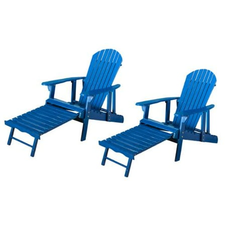 Painted Adirondack Footrest - Denise Austin Home Katerina Outdoor Reclining Wood Adirondack Chair with Footrest (Set of 2)