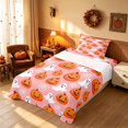 thumbnail image 2 of Homewish Halloween Pumpkin Twin Sheets for Girls, Ghost Web Bedding, Pink Orange White, 3-Piece (1 Flat Sheet, 1 Fitted Sheet and 1 Pillowcase), 2 of 4