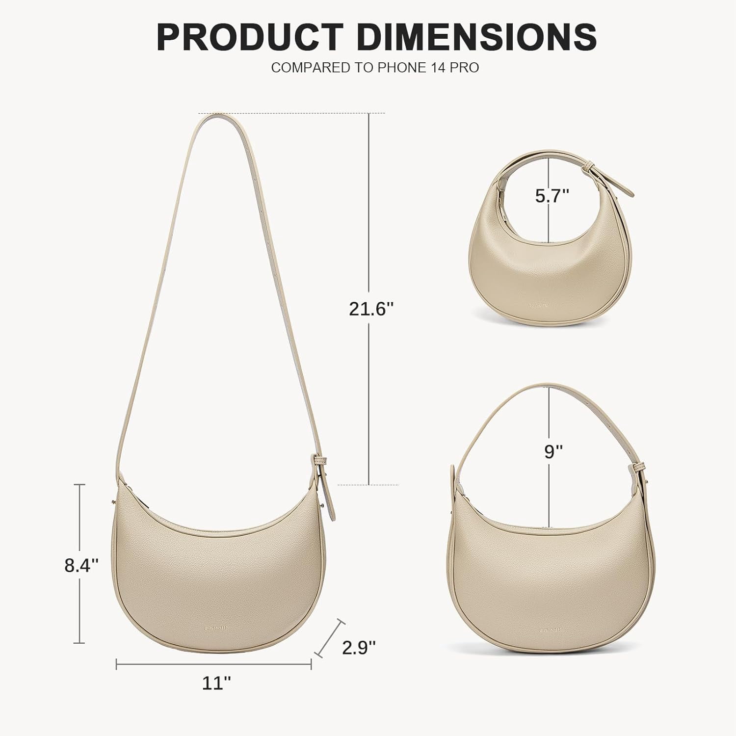 Crescent Shoulder Bag for Women Trendy Crossbody Hobo Purse Vegan Leather Clutch Handbag Adjustable Strap