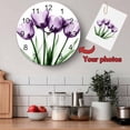 thumbnail image 5 of Wall Clock 12 Inch Purple Tulip Floral Round Silent Decorative Wall Clocks Battery Operated for Living Room Bedroom Kitchen Classroom Decor, Vintage Watercolor Flowers,Large, 5 of 7
