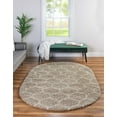 thumbnail image 4 of Unique Loom Trellis Shag Collection Area Rug - Ruby (5' 3" x 8' Oval Light Brown/Ivory), 4 of 10